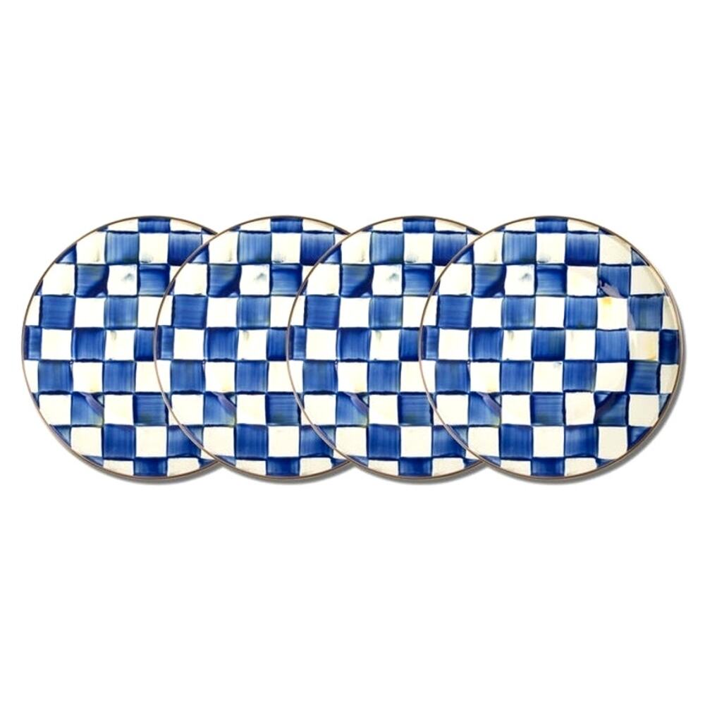 NEW MacKenzie-Childs Royal Check Chargers 12in Set of 4